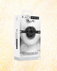 OUCH Black and White - Breathable Ball Gag with Bonded Leather Straps