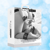 OUCH Black and White - Bonded Leather Hogtie With Hand and Ankle Cuffs