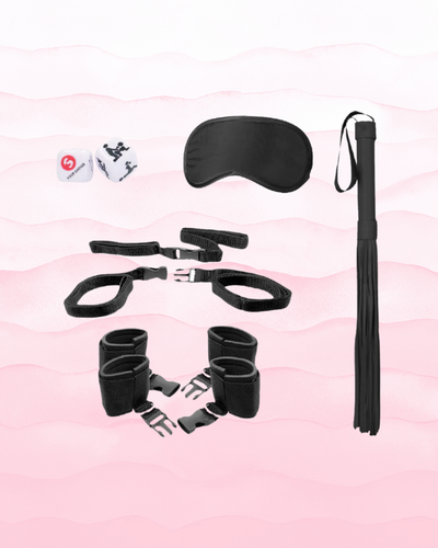 Ouch Black and White - Bed Post Bindings Restraing Kit Black