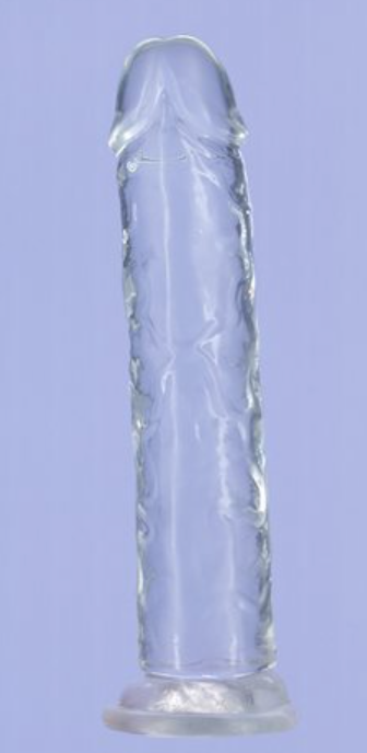 Addiction Crystal 7″ Vertical Dong Clear Tpe With Bonus Bullet