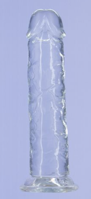 Addiction Crystal 7″ Vertical Dong Clear Tpe With Bonus Bullet