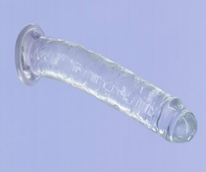 Addiction Crystal 7″ Vertical Dong Clear Tpe With Bonus Bullet