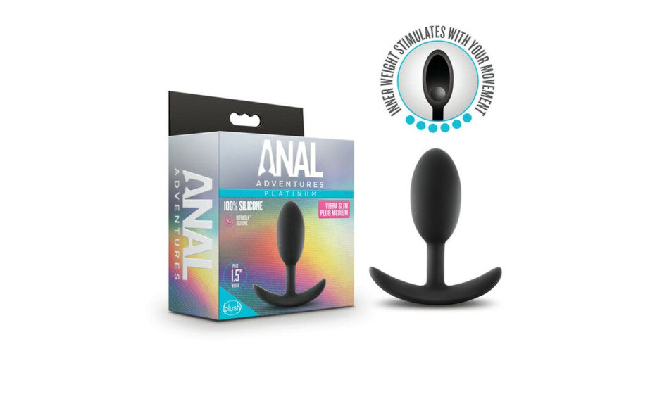Anal Adventures - Platinum Silicone Vibra Slim Plug Medium