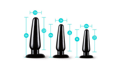 Anal Adventures - 3 PC Basic Plug Kit Black