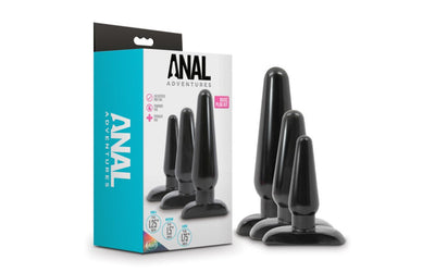 Anal Adventures - 3 PC Basic Plug Kit Black