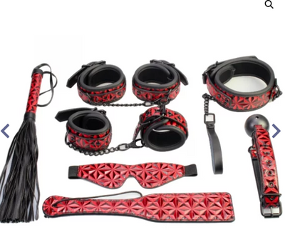 Luxury Fetish 7 Piece Bondage Kit Red