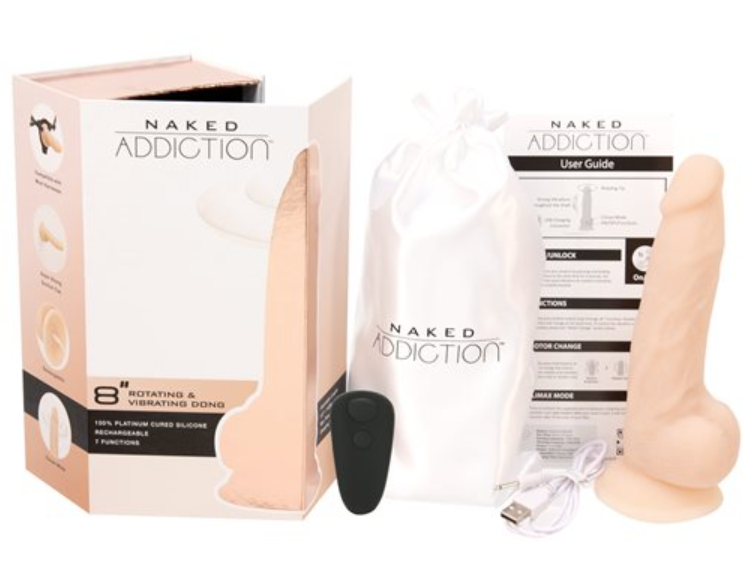 Naked Addiction Caramel Rotating & Vibrating Dong - 8"