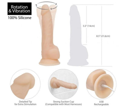 Naked Addiction Vanilla Rotating & Vibrating Dong – 8″