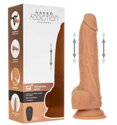 Naked Addiction – Vanilla Thrusting Dong – 9″ with Remote