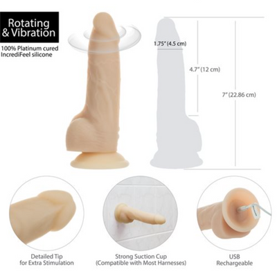 Naked Addiction – Vanilla Rotating & Vibrating Dong – 7″ with Remote