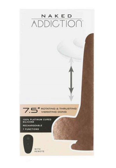 Naked Addiction 7.5″ Vibrating, Rotating & Thrusting Dong with Remote Control Vanilla