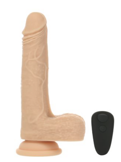 Naked Addiction 7.5″ Vibrating, Rotating & Thrusting Dong with Remote Control Vanilla