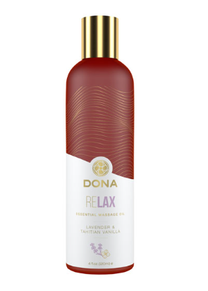 DONA Essential Massage Oil - Relax - Lavender & Tahitian Vanilla - Massage 4 floz / 120 ml (T) (NLA)