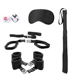 Ouch Black and White - Bed Post Bindings Restraing Kit Black