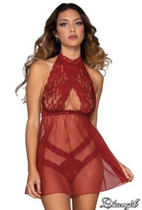 DreamGirl  Babydoll & Panty - Garnet