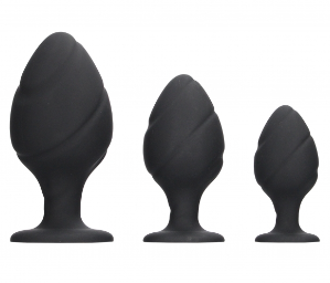 Ouch! Swirled Butt Plug Set - Black 1
