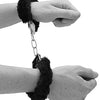 OUCH Black and White - Beginner's Furry Hand Cuffs - With Quick-Release Button