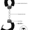 OUCH Black and White - Beginner's Furry Hand Cuffs - With Quick-Release Button