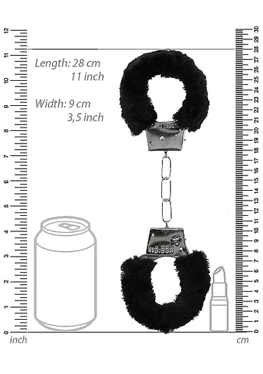 OUCH Black and White - Beginner's Furry Hand Cuffs - With Quick-Release Button