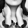 OUCH Black and White - Beginner's Furry Hand Cuffs - With Quick-Release Button