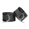 OUCH Black and White - Bonded Leather Hand or Ankle Cuffs - With Adjustable Straps