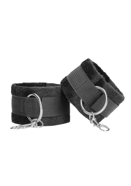 OUCH Black and White - Bonded Leather Hand or Ankle Cuffs - With Adjustable Straps