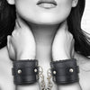 Ouch Black and White - Plush Bonded Leather Hand Cuffs - With Adjustable Straps