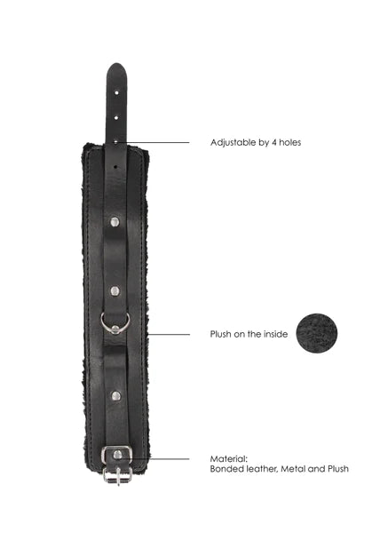 Ouch Black and White - Plush Bonded Leather Ankle Cuffs - With Adjustable Straps