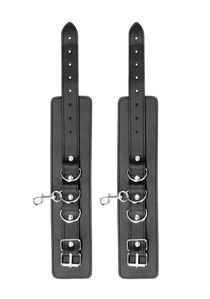 OUCH Black and White - Bonded Leather Hogtie With Hand and Ankle Cuffs