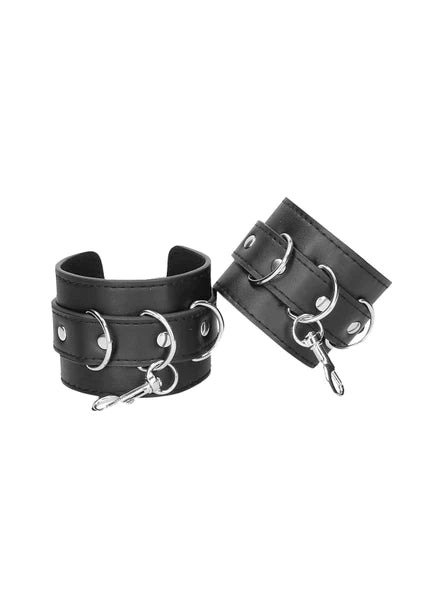 OUCH Black and White - Bonded Leather Hogtie With Hand and Ankle Cuffs