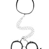 OUCH Black and White - Bonded Leather Collar With Wrist Cuffs