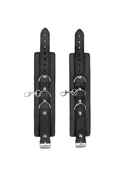 OUCH Black and White - Bonded Leather Collar With Wrist Cuffs