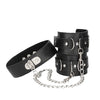 OUCH Black and White - Bonded Leather Collar With Wrist Cuffs