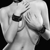 OUCH Black and White - Bonded Leather Collar With Wrist Cuffs