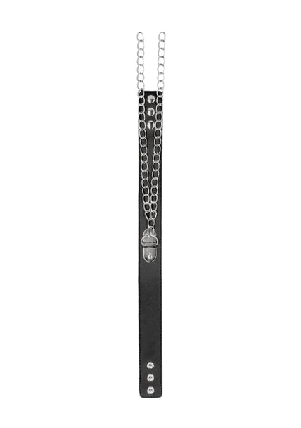 OUCH Black and White - Bonded Leather Collar With Wrist Cuffs