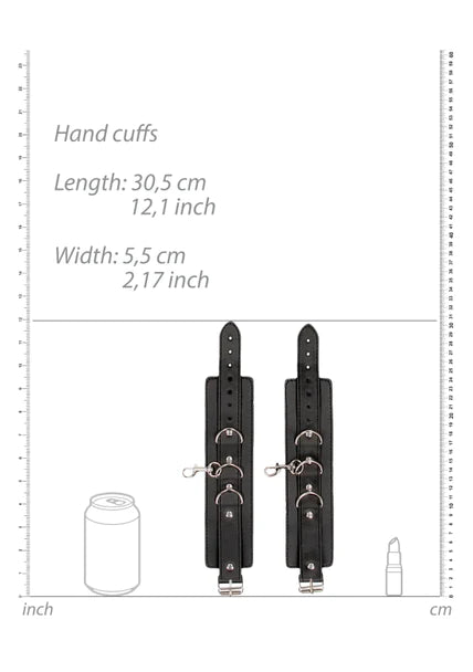 OUCH Black and White - Bonded Leather Collar With Wrist Cuffs