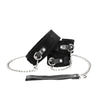 Ouch Black and White - Velcro Collar With Leash And Hand Cuffs - With Adjustable Straps