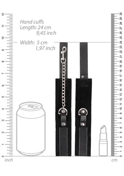 Ouch Black and White - Velcro Collar With Leash And Hand Cuffs - With Adjustable Straps