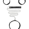 Ouch Black and White - Velcro Collar With Leash And Hand Cuffs - With Adjustable Straps