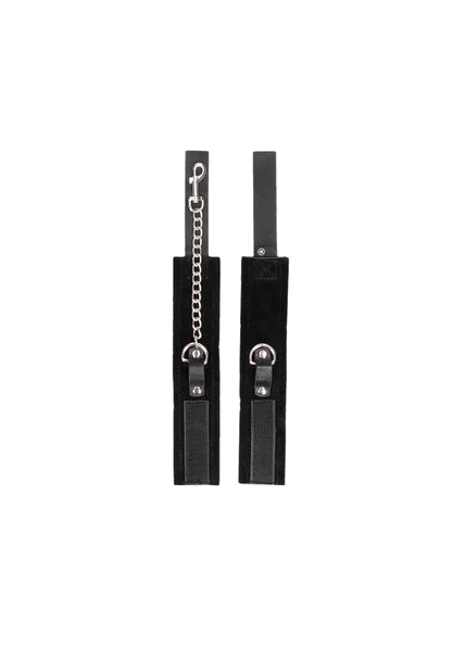Ouch Black and White - Velcro Collar With Leash And Hand Cuffs - With Adjustable Straps
