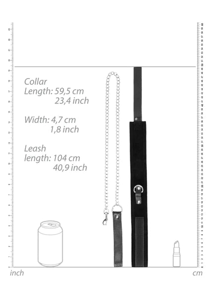 Ouch Black and White - Velcro Collar With Leash And Hand Cuffs - With Adjustable Straps