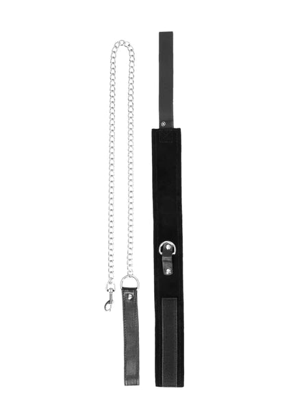 Ouch Black and White - Velcro Collar With Leash And Hand Cuffs - With Adjustable Straps