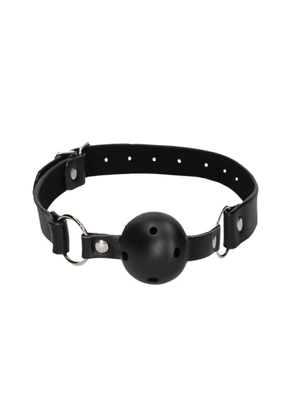 OUCH Black and White - Breathable Ball Gag with Bonded Leather Straps