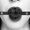 OUCH Black and White - Breathable Ball Gag with Bonded Leather Straps
