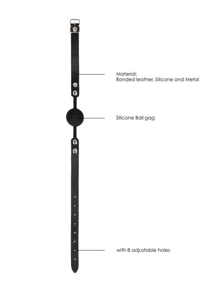 Ouch Black and White - Silicone Ball Gag - with Adjustable Bonded Leather Straps