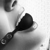 Ouch Black and White - Silicone Ball Gag - with Adjustable Bonded Leather Straps