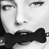 Ouch Black and White - Silicone Bone Gag - With Adjustable Bonded Leather Straps