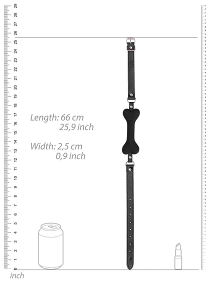 Ouch Black and White - Silicone Bone Gag - With Adjustable Bonded Leather Straps
