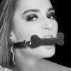 Ouch Black and White - Silicone Bone Gag - With Adjustable Bonded Leather Straps