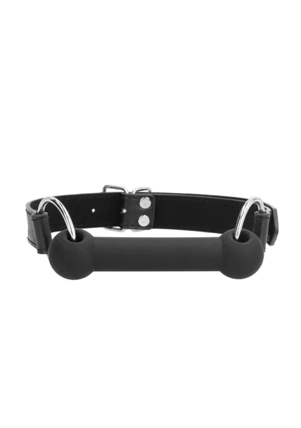 Ouch Black and White - Silicone Bit Gag - With Adjustable Bonded Leather Straps